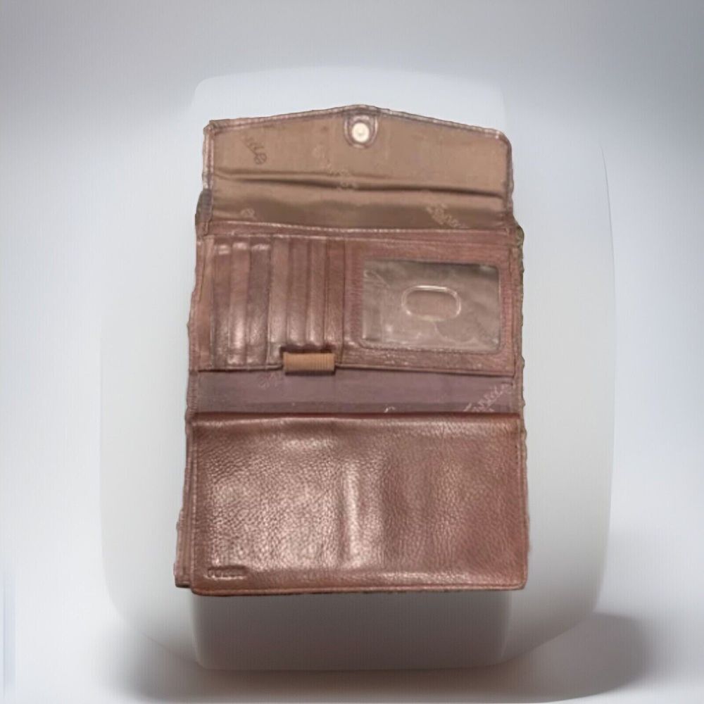 Fossil Brown Trifold Checkbook Wallet Genuine Soft‎ Leather - Picture 4 of 11